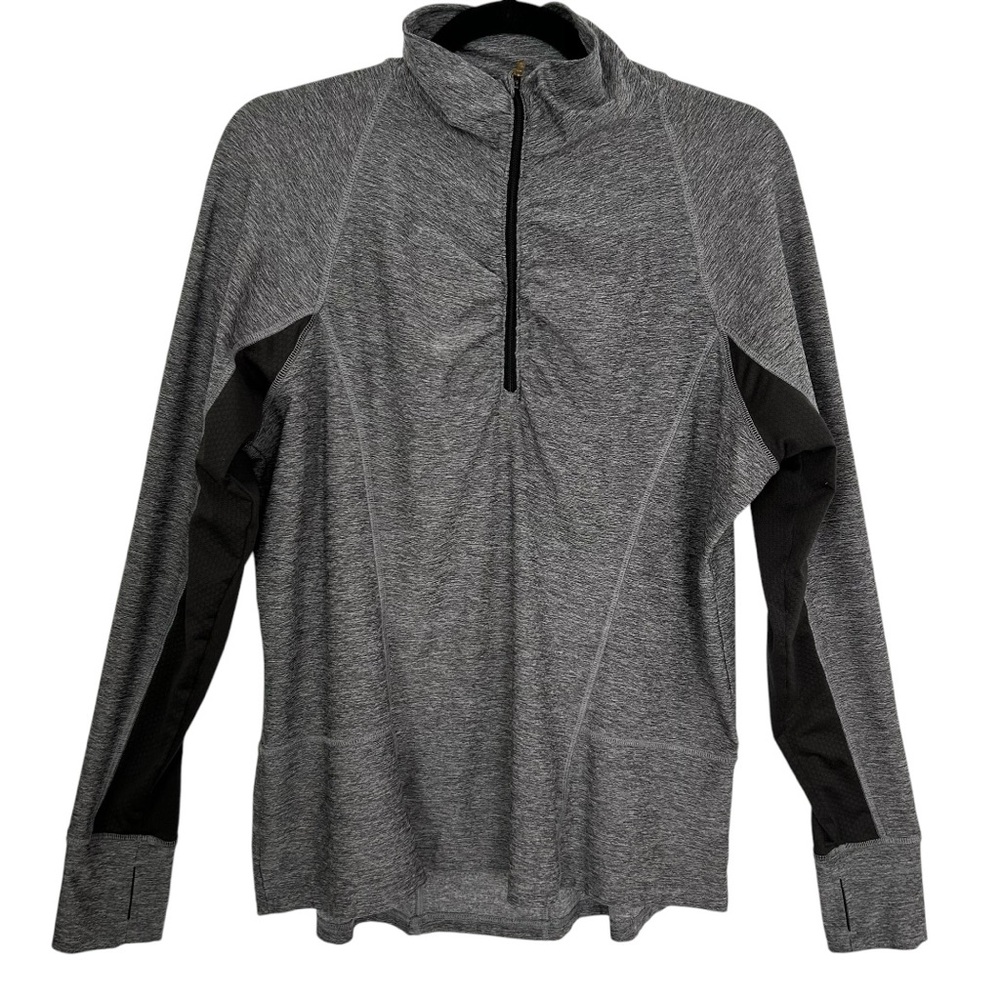 C9 CHAMPION Women’s Active Pullover Gray/Black Thumbholes 1/4 Zip Semi-Fitted XL